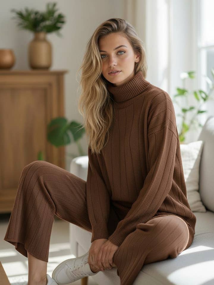 ✨ Cocoa Softness – Ribbed turtleneck lounge set
for wholesale by A Woman we Love