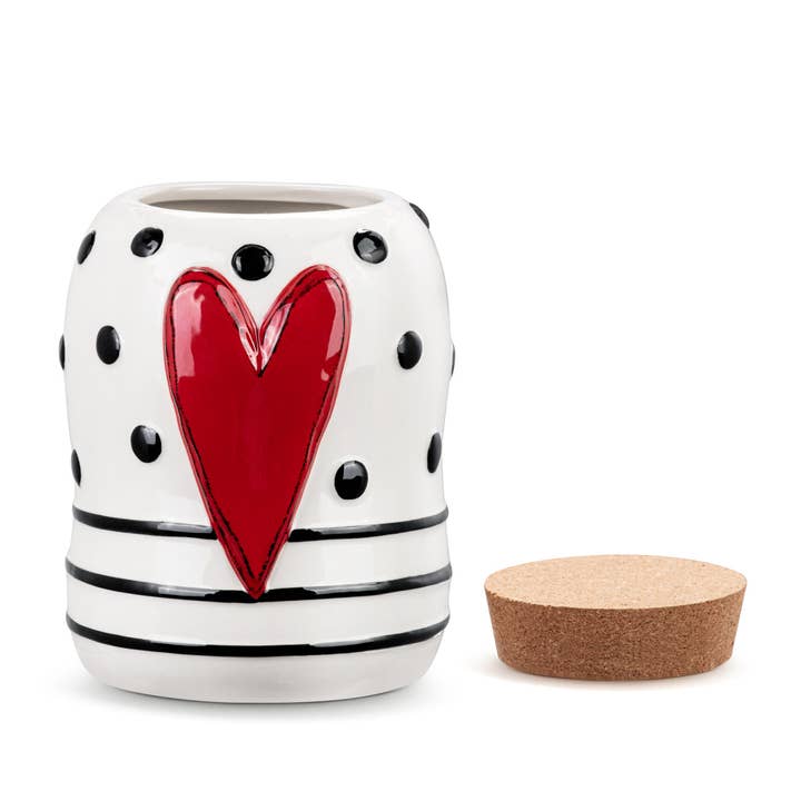 DEMDACO - Wholesale Canister - Red Heart Medium Cork Lid Canister