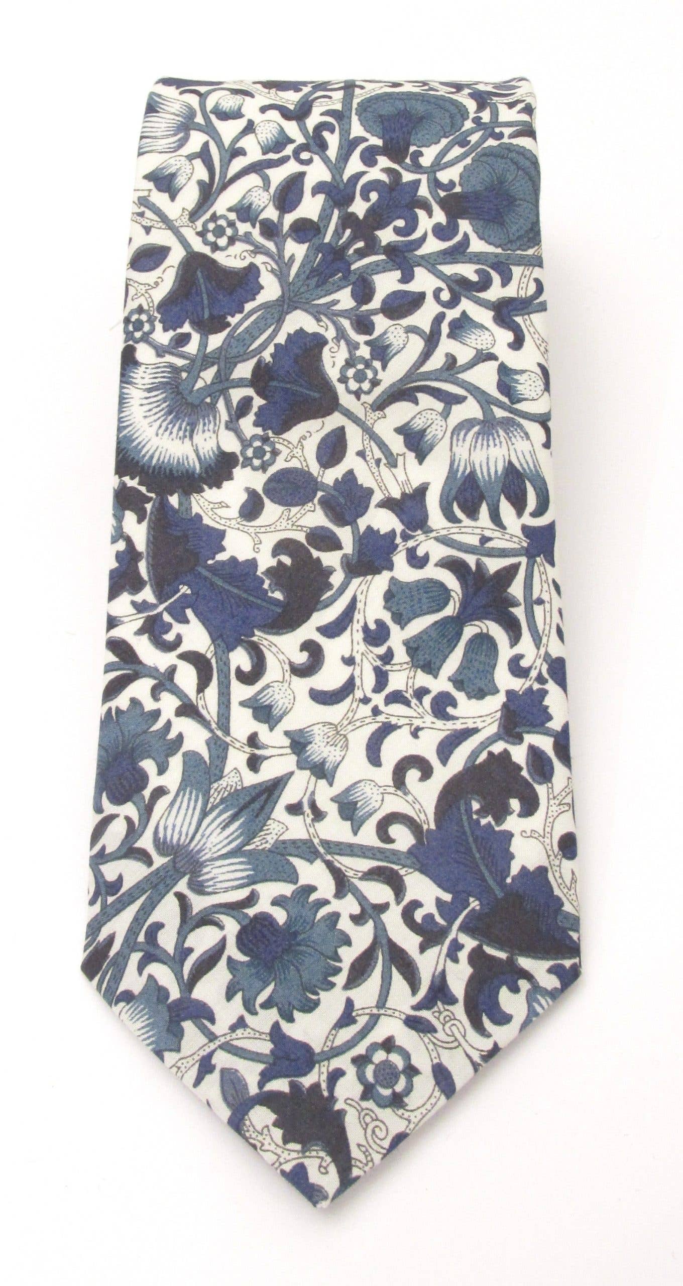 Cecil Jones - Wholesale Necktie - Men's - Lodden Navy Organic Cotton Tie Made with Liberty Fabric2