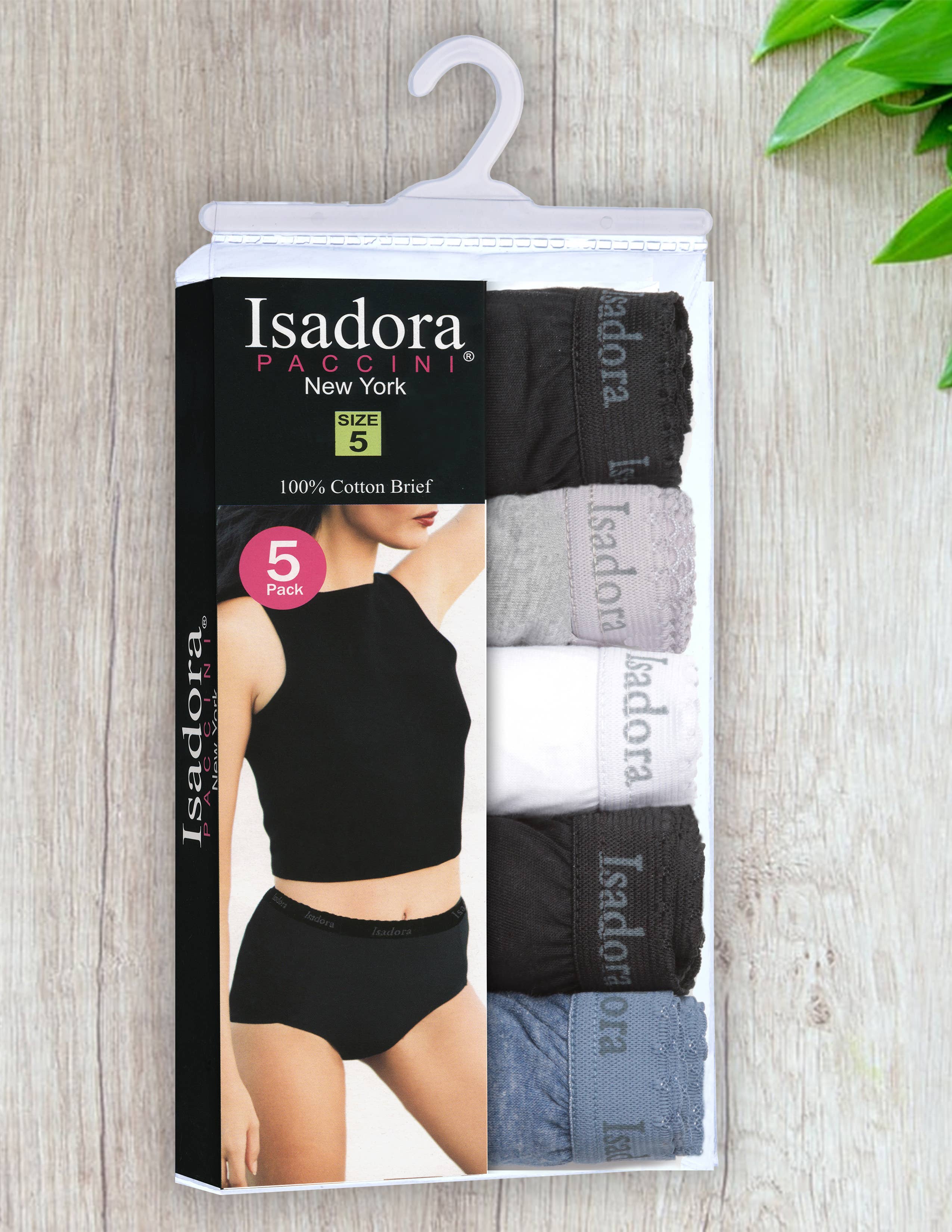 Isadora, Tipi toe, & James Fiallo - Wholesale Underwear - Women's - Isadora Women's 5 Pack Cotton Full Cut Underwear5
