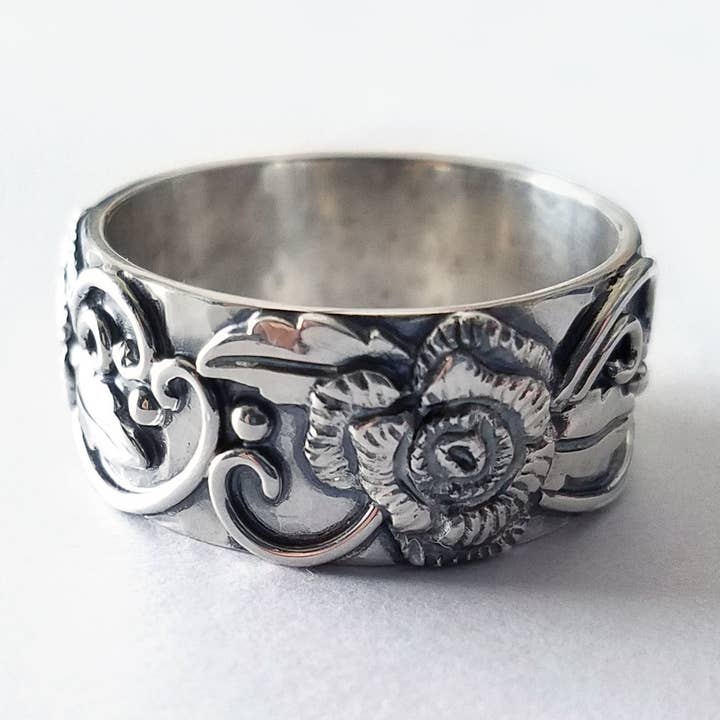 Rose Flower Wedding Band | Unisex for wholesale by Aquani