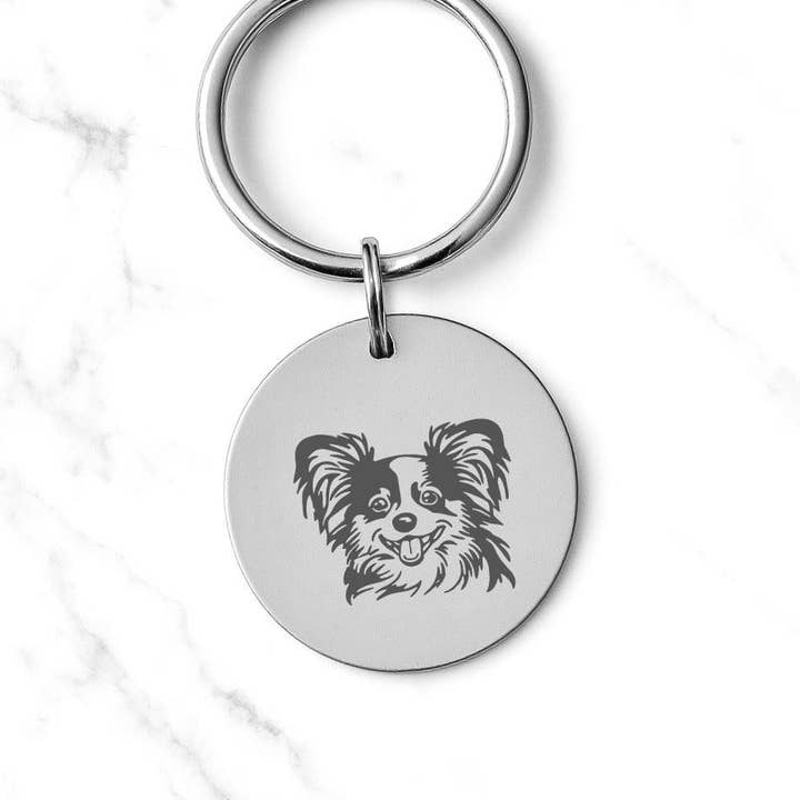 Papillon Dog Keychain – Personalized Pet Charm Gift for wholesale by North Star Rustics Too