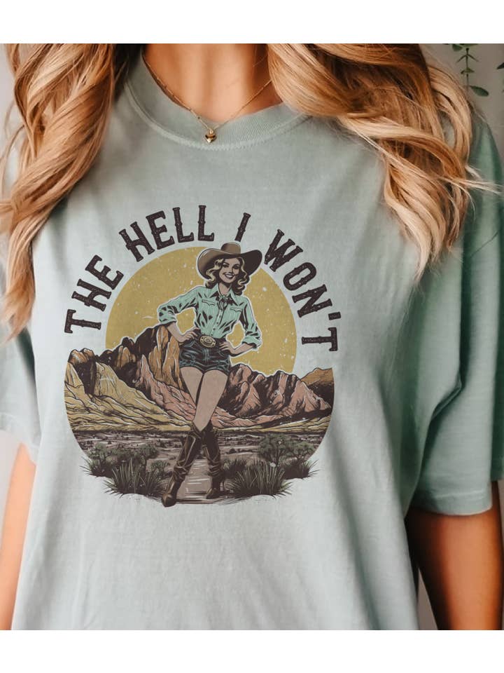 Par.tees by Party On! - Wholesale Screen Printed T-Shirt - Women's - Retro Western The Hell I Won't Country Graphic Tee4