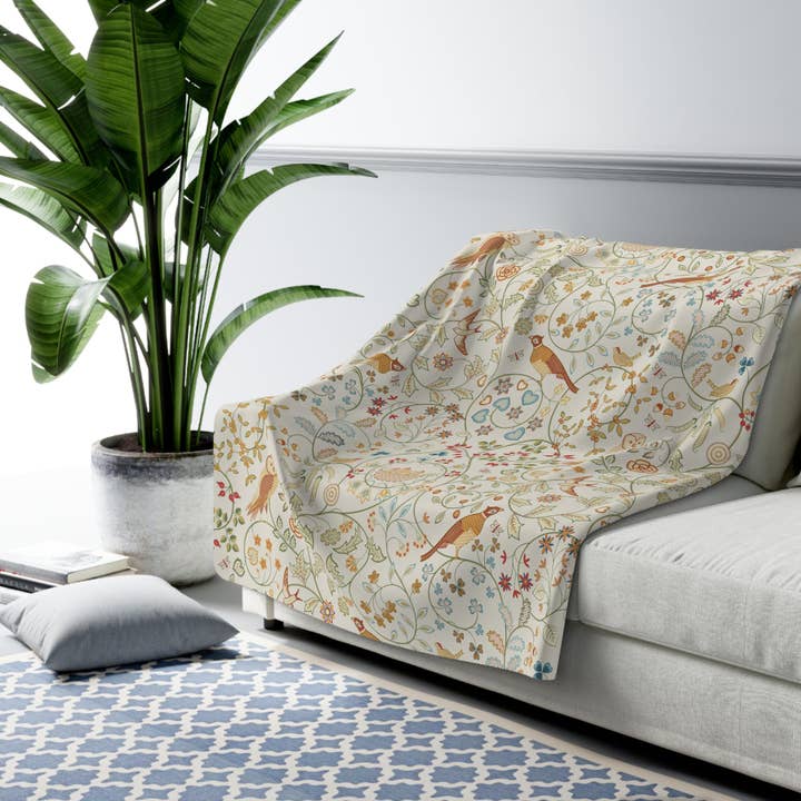 Willy Morris Home Emporium - Wholesale Throw blanket - Sherpa Fleece Blanket inspired by William Morris - Newill Collection6