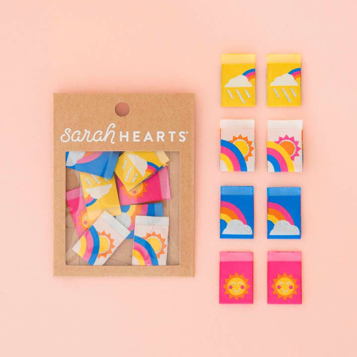 Sarah Hearts - Wholesale Craft Supplies - Sun and Rainbow Multipack Woven Labels