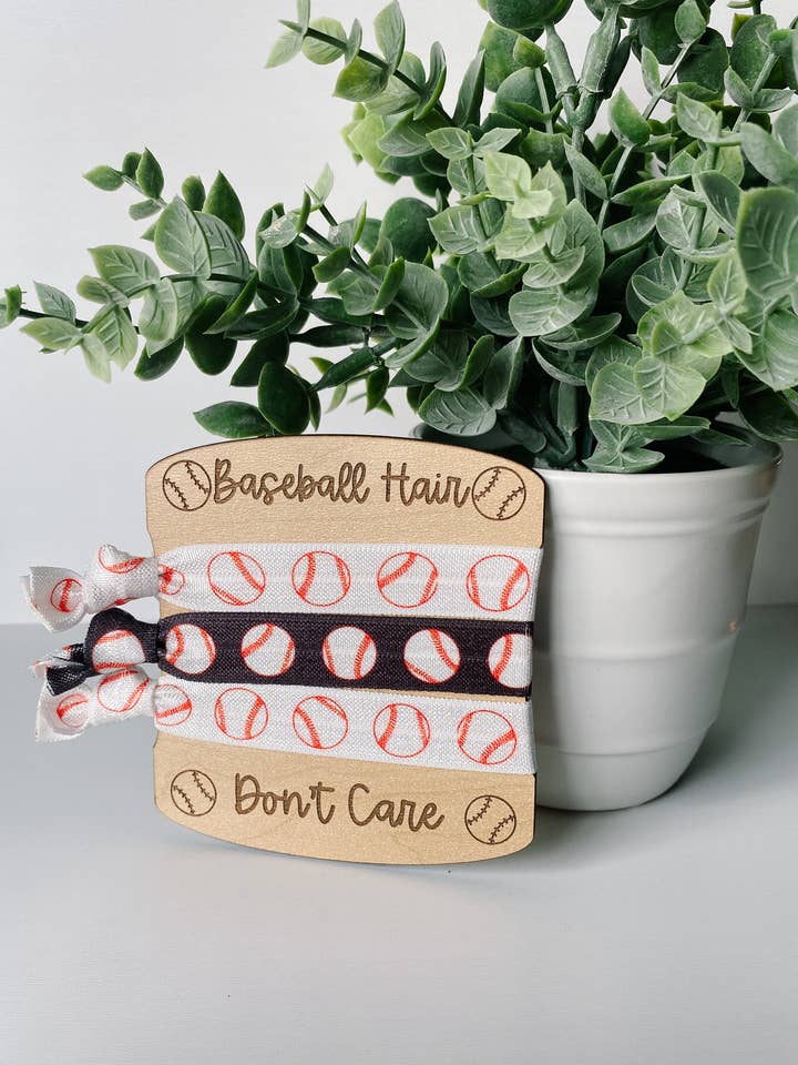Baseball Hair Don't Care Hair Ties for wholesale by The Junkin’ Mamas