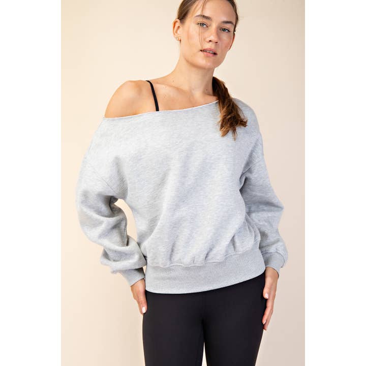 Apolline - Wholesale Sweatshirt - Women's - FRENCH TERRY FLEECE OFF SHOULDER SWEATSHIRT