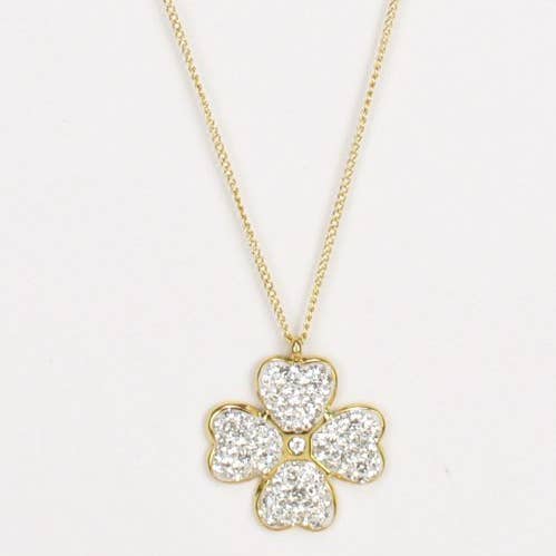 Blank Triple Chain Stainless Steel Clover Necklace for wholesale on Faire0