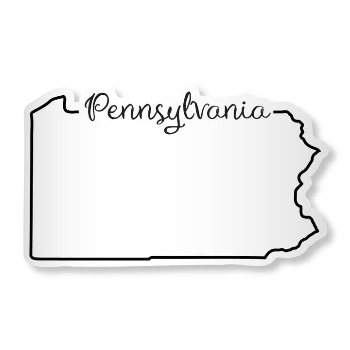 Adesivo in vinile con scritta dello stato della Pennsylvania per la vendita all'ingrosso da parte di CJ's Sticker Shop