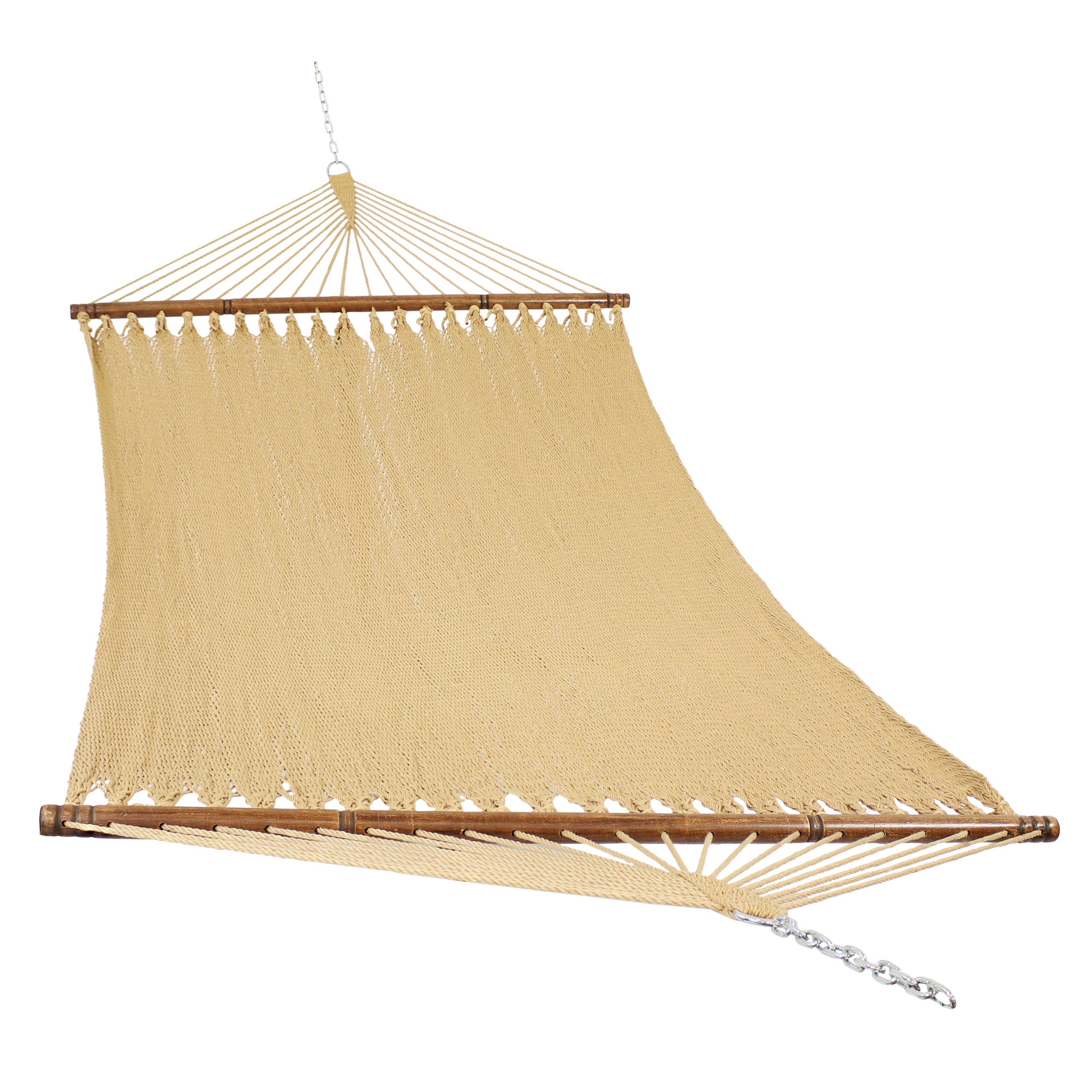 Sunnydaze Decor - Wholesale Hammock - 2-Person Polyester Rope Hammock with Spreader Bars - Tan6
