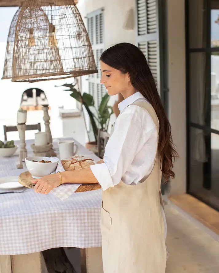 MagicLinen (We handle U.S. import procedures for you) - Wholesale Apron - Pinafore cross-back linen apron in various colors21