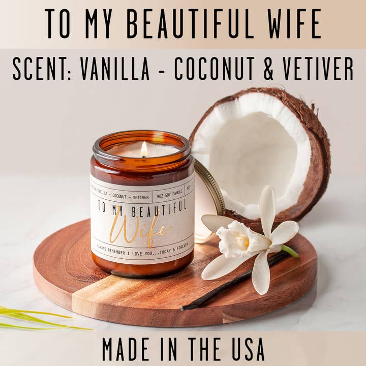 Soy and Sass - Vente Bougie en bocal - À ma belle épouse Bougie - Pot en ambre - 9 oz1