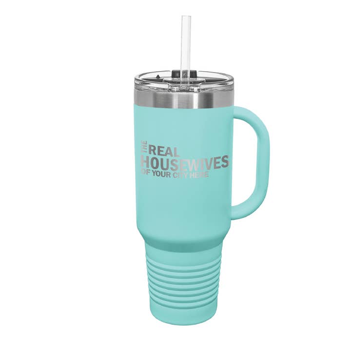 Calm Down Caren – copos e garrafas térmicas por atacado – As Verdadeiras Donas de Casa de CUSTOM CITY, Caneca de Viagem de 40 oz