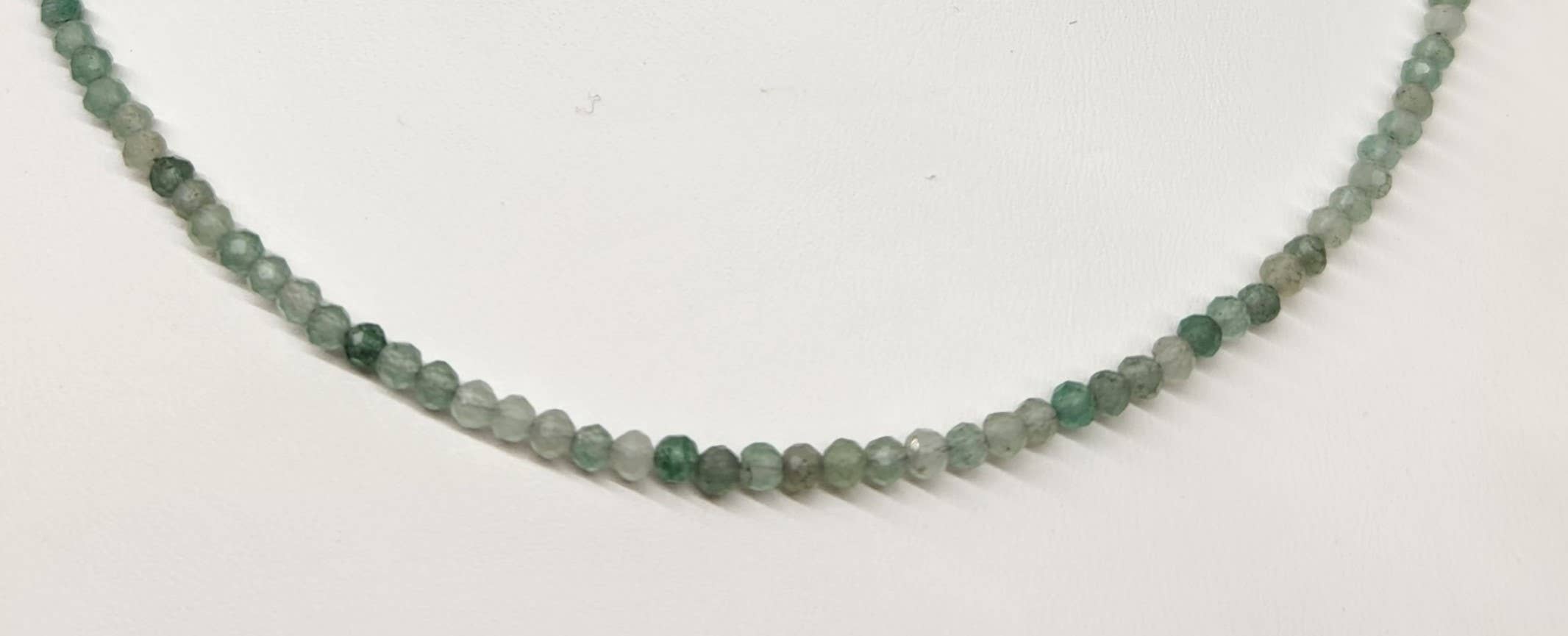 Meraki Gemstones - Wholesale Beaded/Pearl Necklace - Green Aventurine Faceted Necklace w/Silver Color Findings3mm3