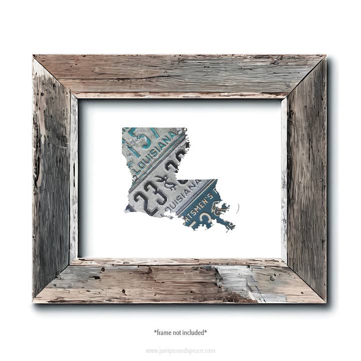 Louisiana Vintage License Plate Home Print for wholesale by Juniper & Spruce