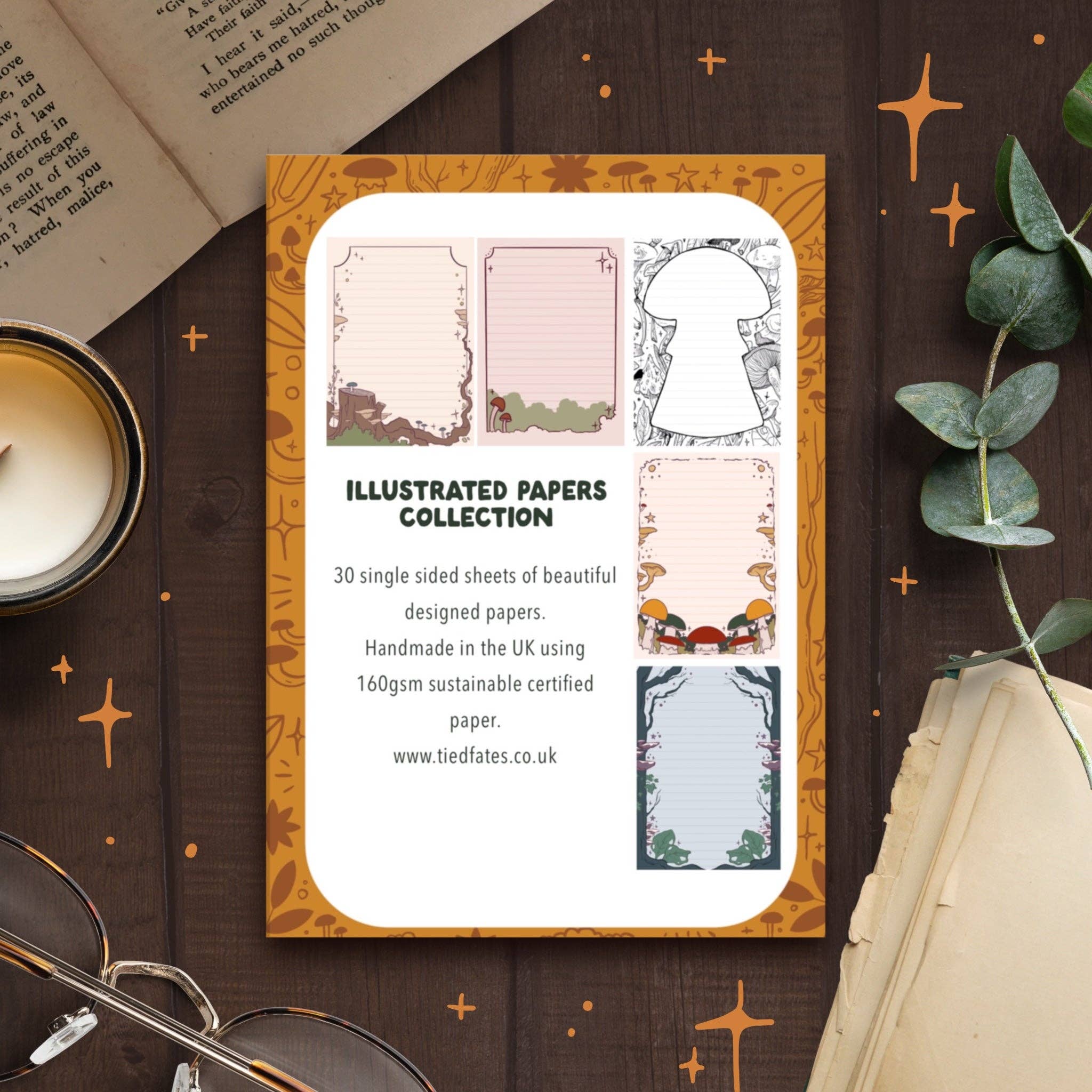 Tied Fates – wholesale Stationery/notecard set – Mushroom Writing Paper Pack3