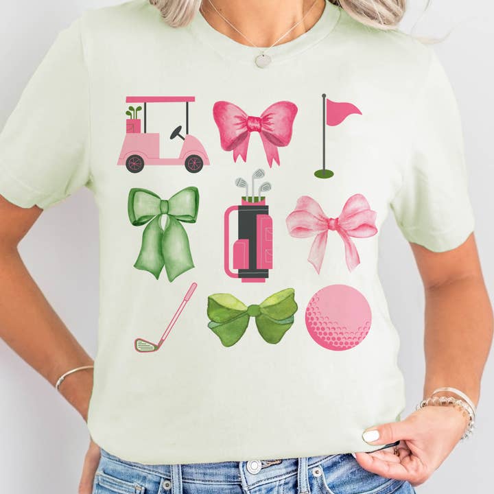 Par.tees by Party On! - Wholesale Screen Printed T-Shirt - Women's - Preppy Golf Collage Country Club Summer Graphic Tee