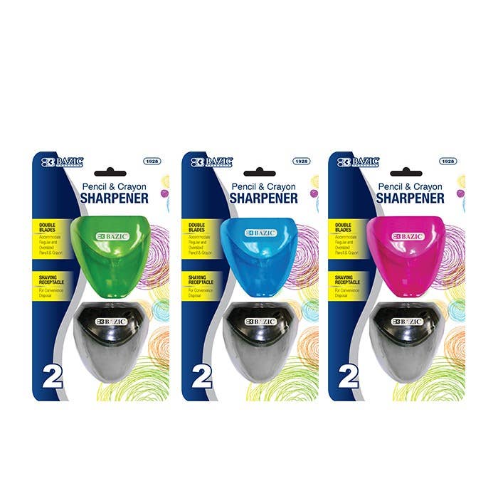 Luna Office Supply -  Everyday Essential – wholesale Pencil sharpener – Dual Blades Sharpener with Triangle Receptacle- 2 Pack0