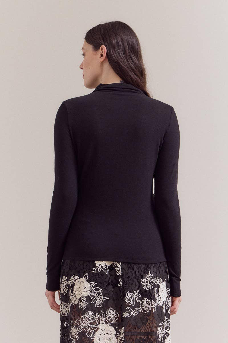 Grade & Gather - Vente Haut en maille – femme - 42036 - HAUT EN JERSEY AJUSTÉ À COL MONTANT5