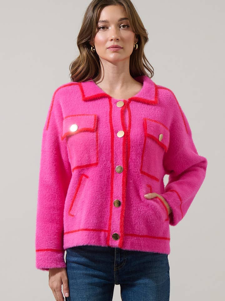 Menley Eyelash Contrast Jacket for wholesale by Sugarlips