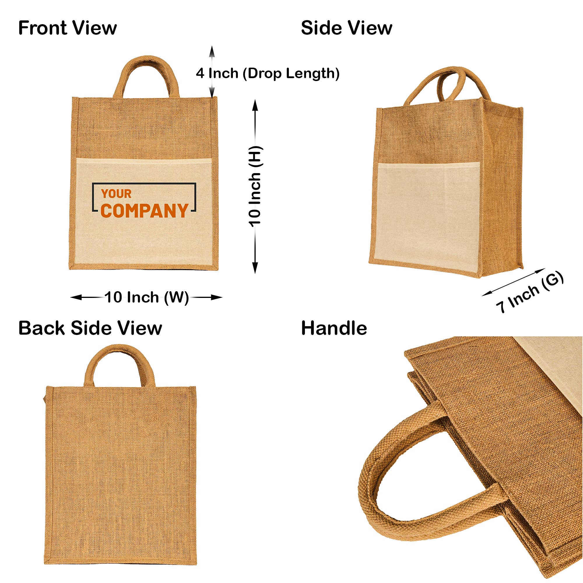 ecojutebags – wholesale Grocery/shopping bag – Pack 8 Jute Shopping Tote Bags 10"x10"x7" Travel & Shopping2