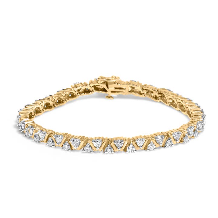 Bracciale Tennis a Maglie Triangolari in Oro Giallo 14K con Diamanti da 4,0 Ct per la vendita all'ingrosso da parte di Infinite Jewels