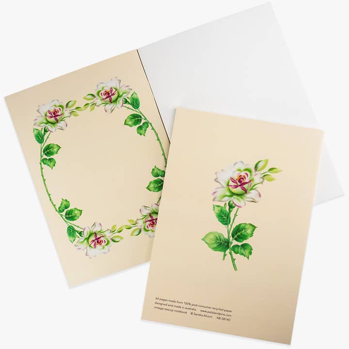 petal & pins – Caderno por atacado – Caderno Vintage Teacup Floral - latte1