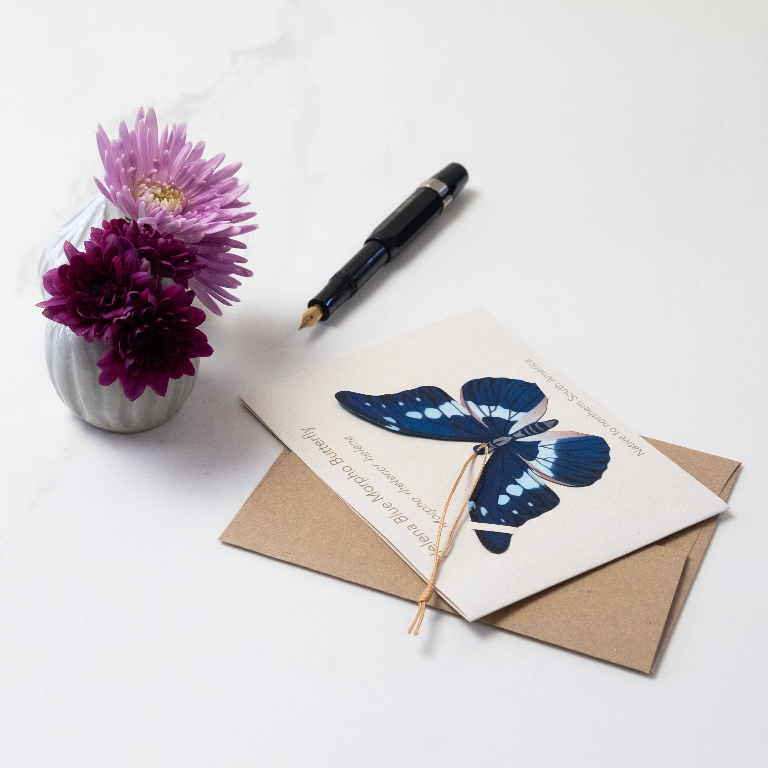 Tulia's Artisan Gallery - Wholesale Bookmark - Blue Morpho Butterfly Ornament + Notecard3