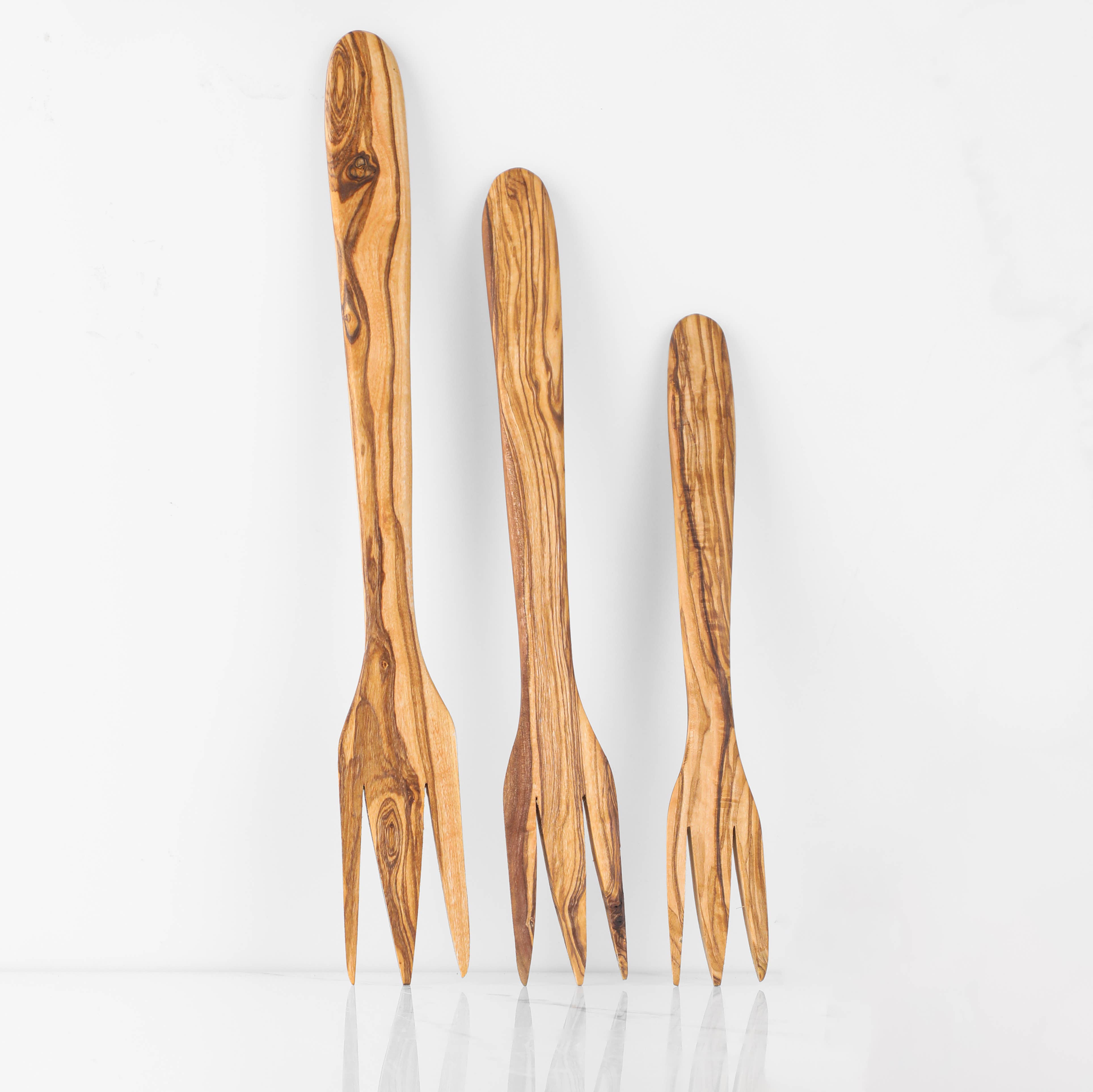 ArtisRaw Olive Wood - Vente Fourchette de service - Fourchette de service à 3 dents en bois d'olivier — Fait main1