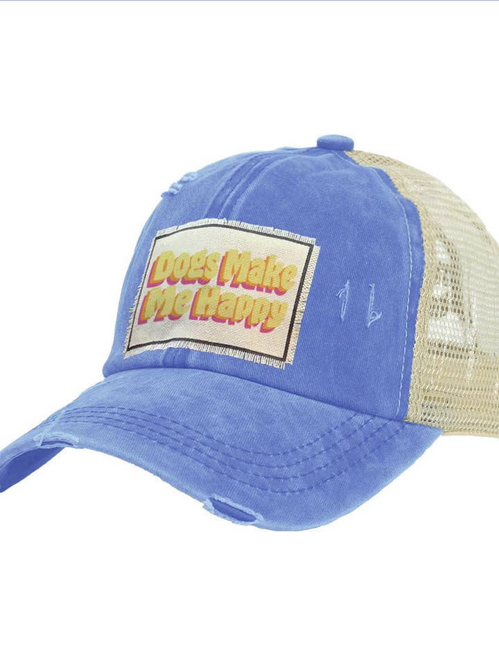 Dogs Make Me Happy Vintage Distressed Trucker Adult Hat for wholesale by BRIEF INSANITY