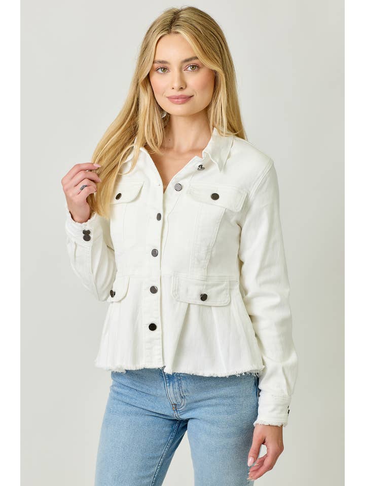 Mystree - Wholesale Denim Jacket - Women's - 60711 Washed Denim Peplum Jacket 18