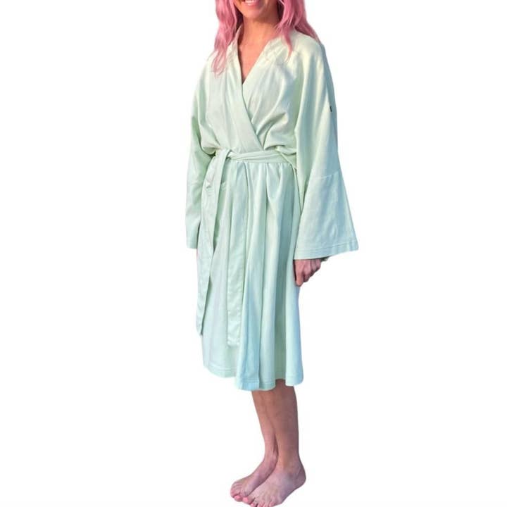 Bata de algodón orgánico, color verde desierto liso para venta al por mayor de Cat & Dogma