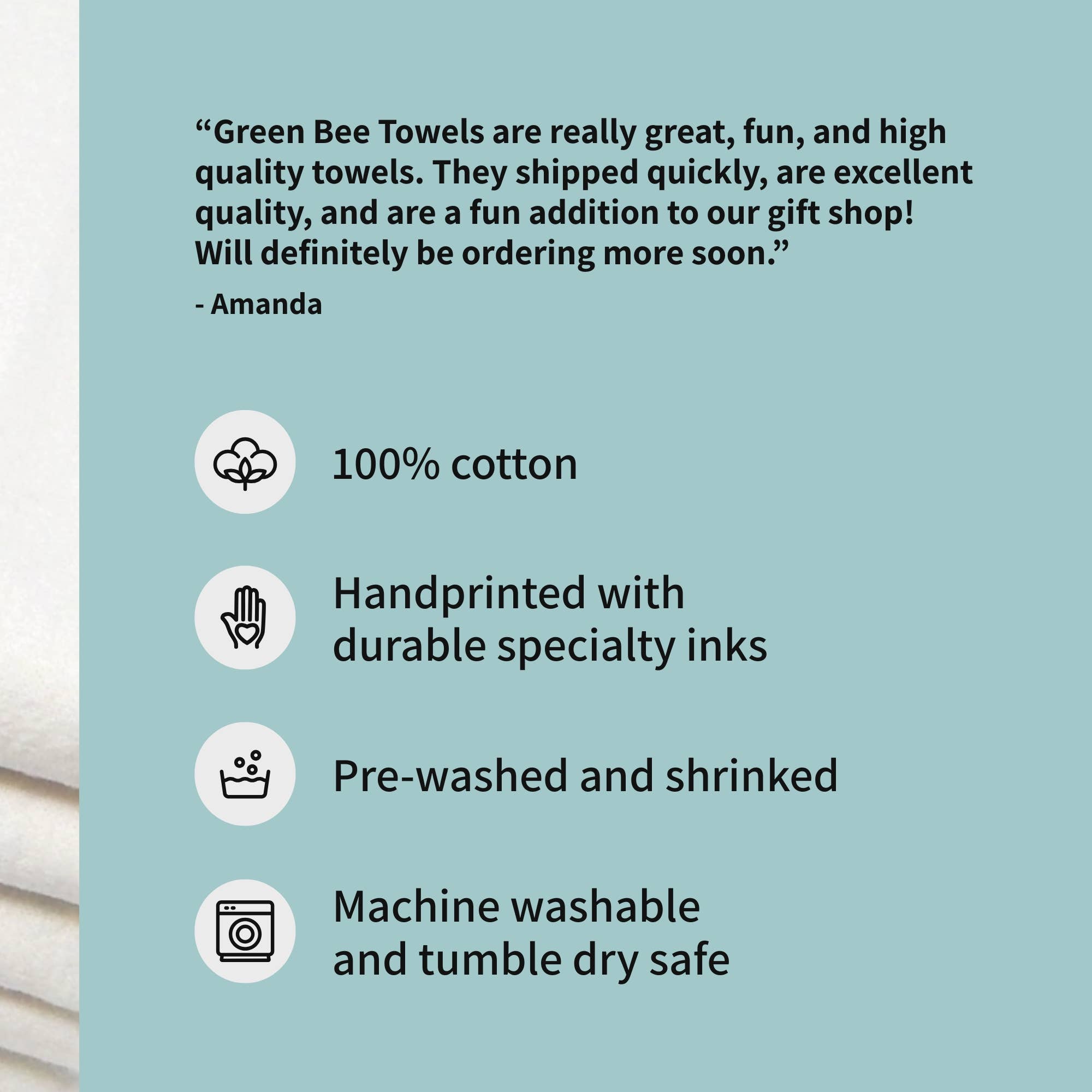 Green Bee Tea Towels - Wholesale Tea Towel - Butterprint Dish Towel | Tea Towels | Flour Sack Dish Towel1