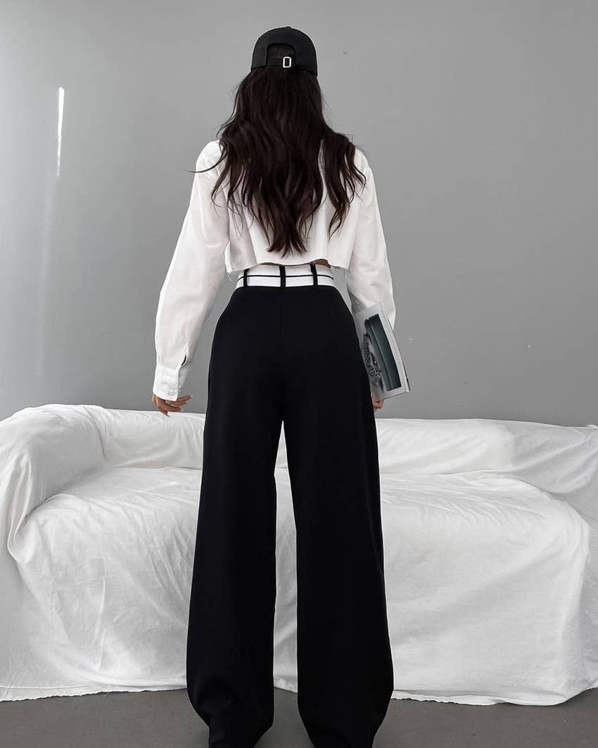 Black Contrast color suit trousers for wholesale on Faire15