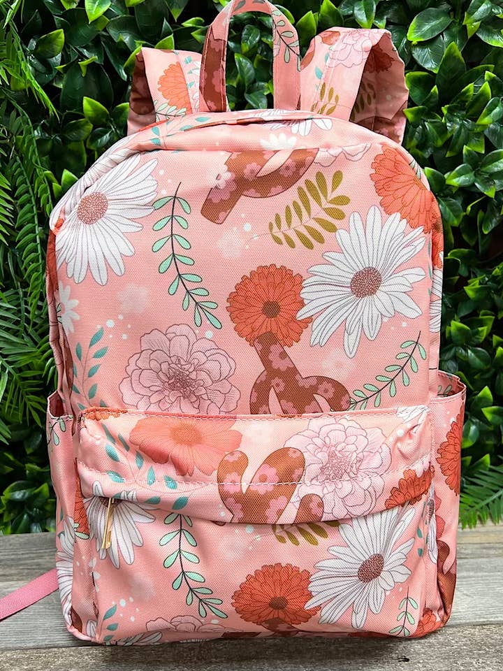 FLORAL CACTUS/CORAL PRINTED SMALL SIZE BACKPACK. for wholesale by Kids Charm Online