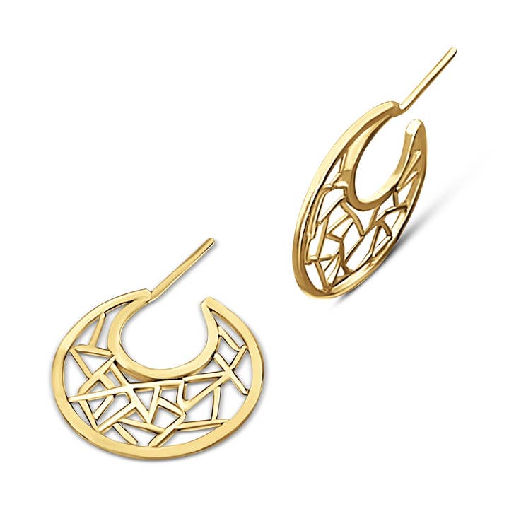 Net Unique Moon Hoop for wholesale by Uluuh Jewelry