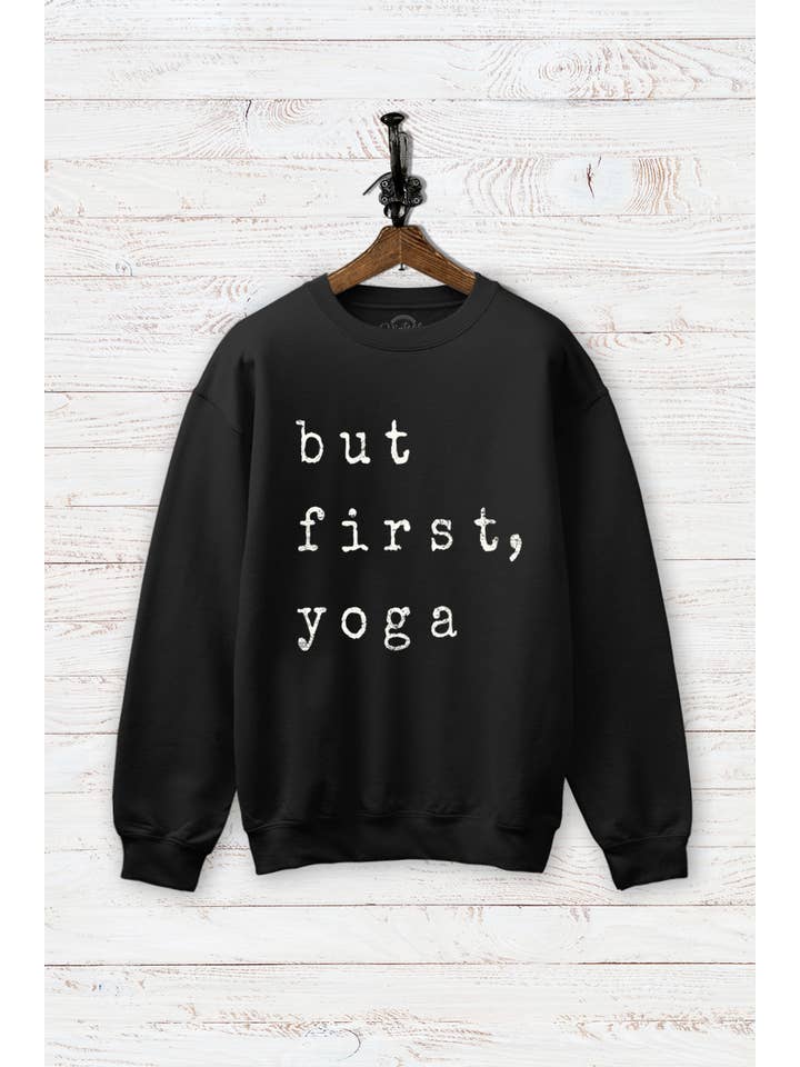 VINTAGE POINT USA - Wholesale Graphic Sweatshirt - Women's - "BUT FIRST YOGA" GRAPHIC COZY FLEECE SWEATSHIRT2