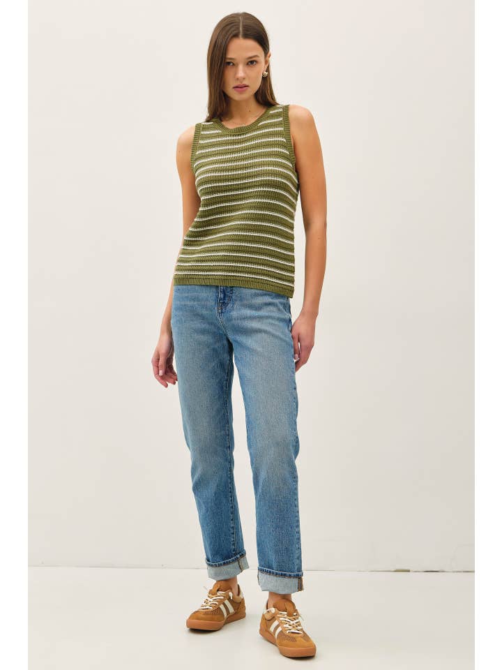 Be Cool - Wholesale Tank Top - Women's - CHUNKY KNIT, STRIPED SWEATER TANK