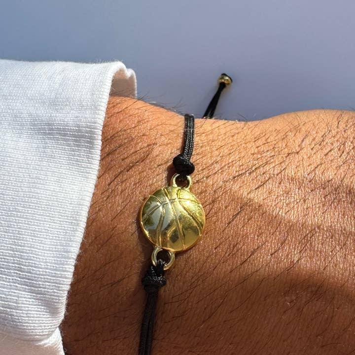 Christina Christi - Wholesale Charm/Dangle Bracelet - Basketball Charm Bracelet - Adjustable Black Cord Sport 2