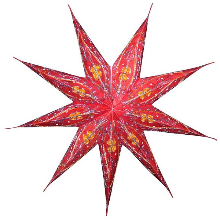 Tribal Trade GmbH - Wholesale Christmas decoration - Paper star Christmas star 9-pointed red-blue 60cm
