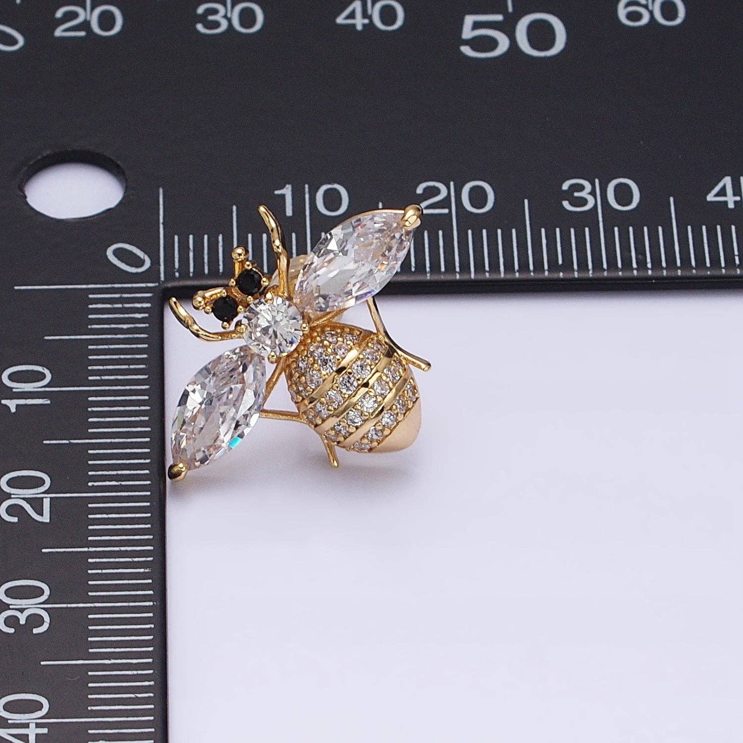 Aim Eternal - Wholesale Stud/Post Earrings - Gold Filled Bee Stud Earrings With Crystal Cubic Zirconia4