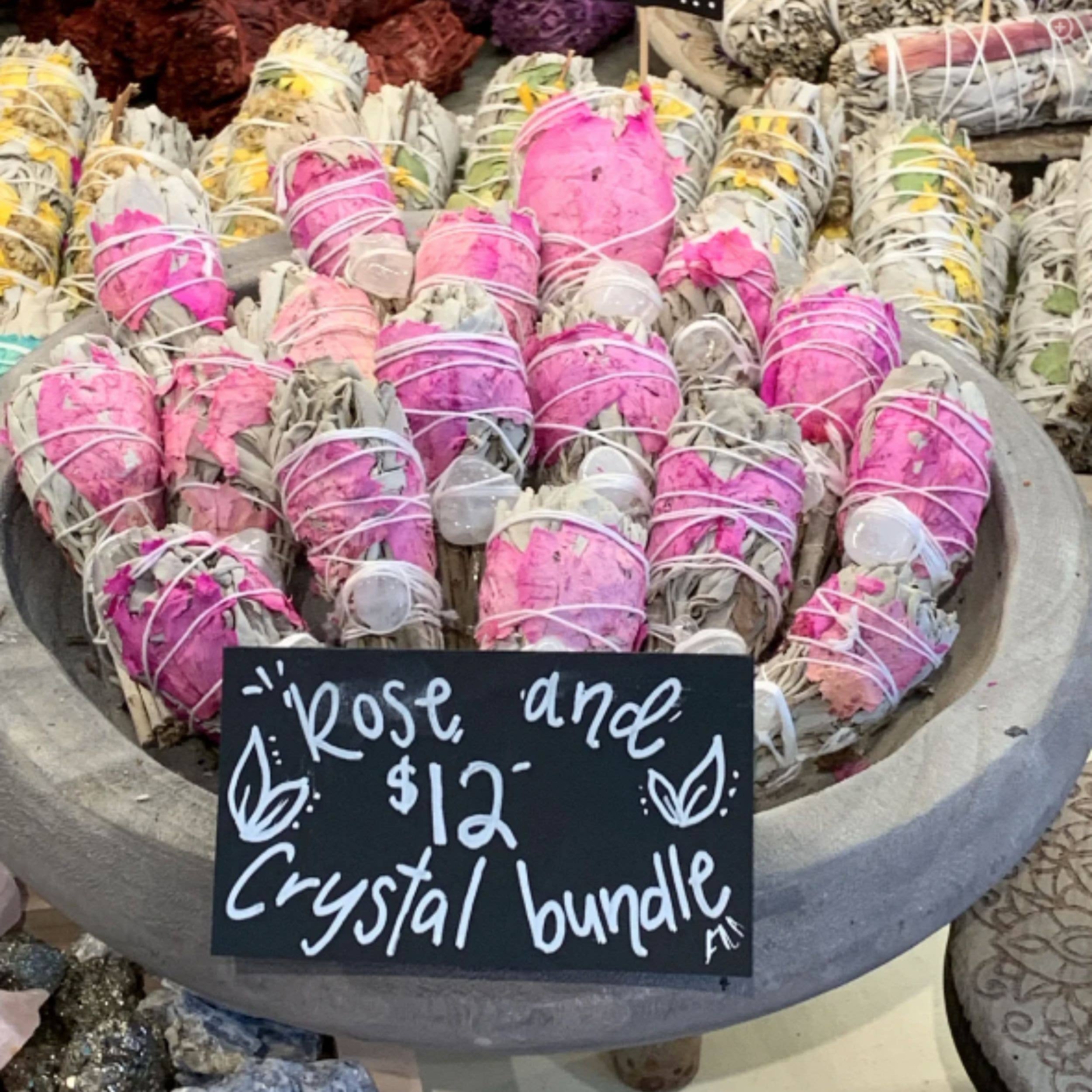 Orglamix – wholesale Salviabunt – Orglamix högvibrerande kit med salvia, rökelsepinnar och kristaller2