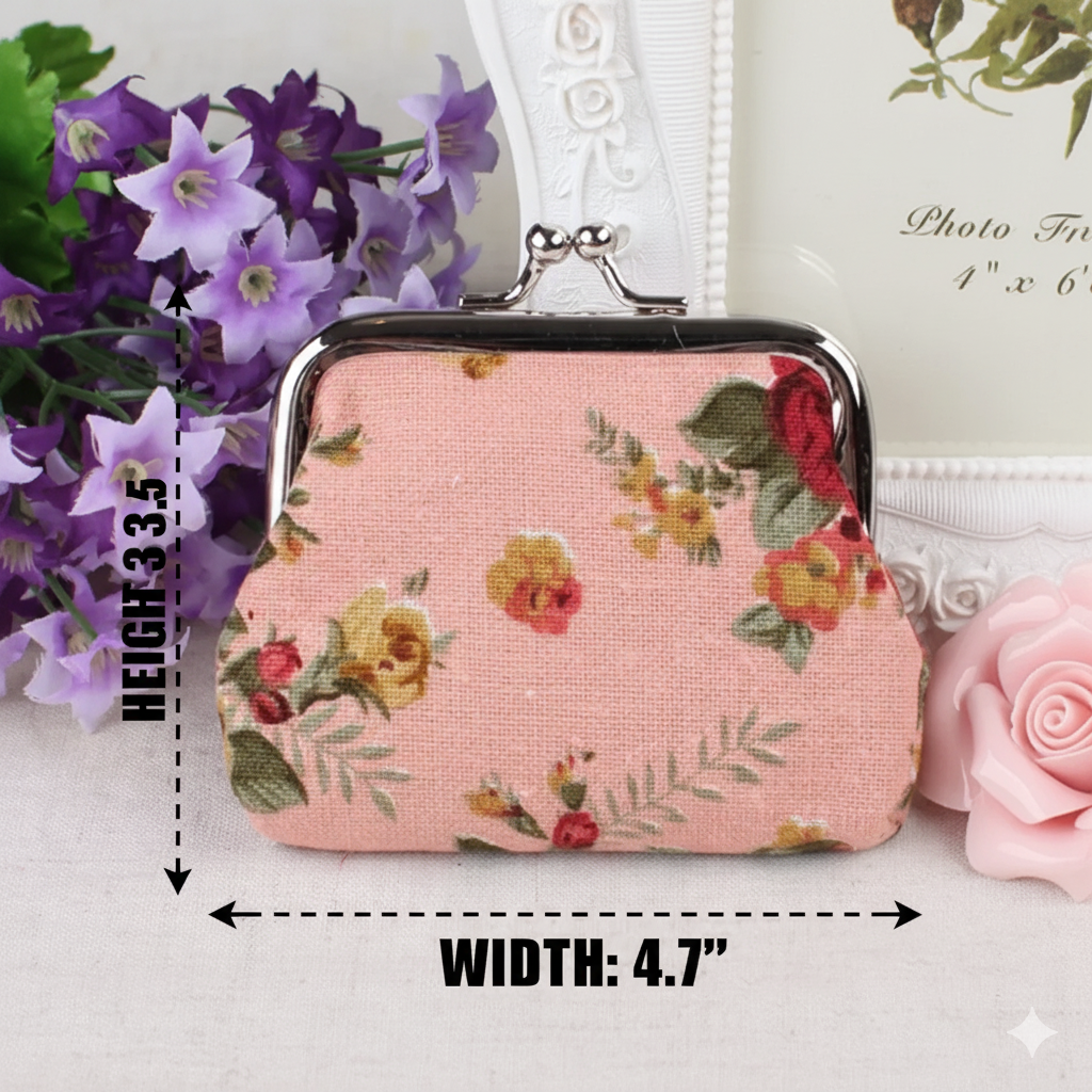 Magnifique Hearts – Großhandel Geldbörse – Damen – Münzbörse mit Blumenmuster, niedliche kleine Aufbewahrungstasche für Münzen und Schmuck8