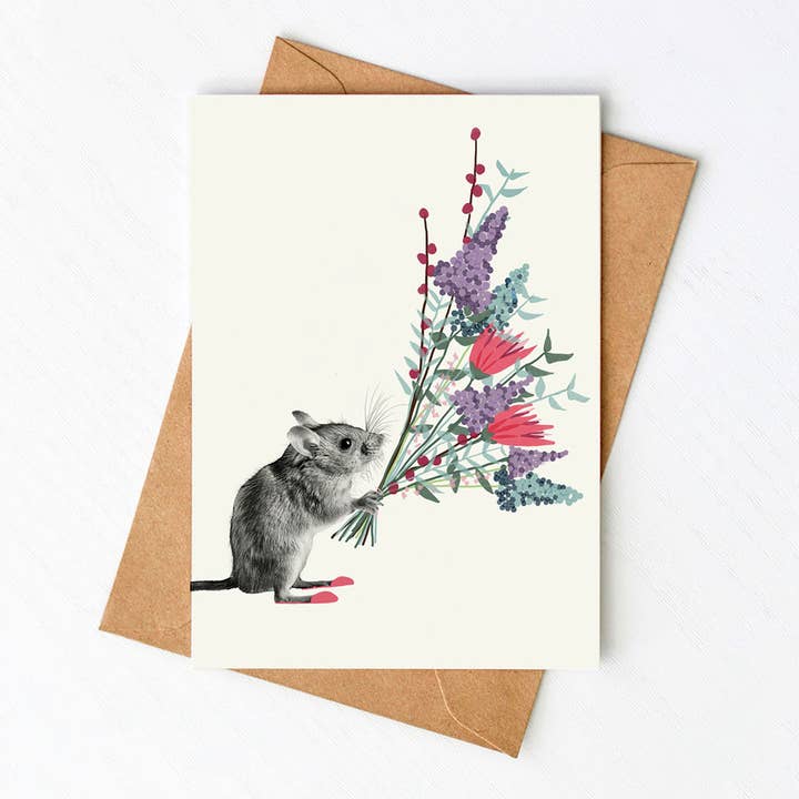 Cartão de felicitações Rato Flor por atacado de Mira Mito