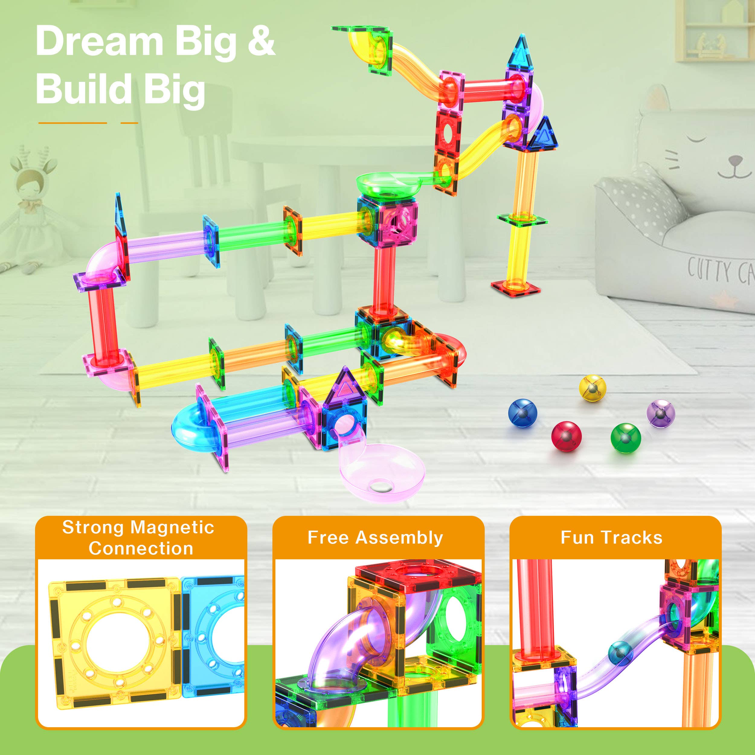 PicassoTiles - Wholesale Bouwset - Kinderen - PicassoTiles Magnetische Knikkerbaan Set10