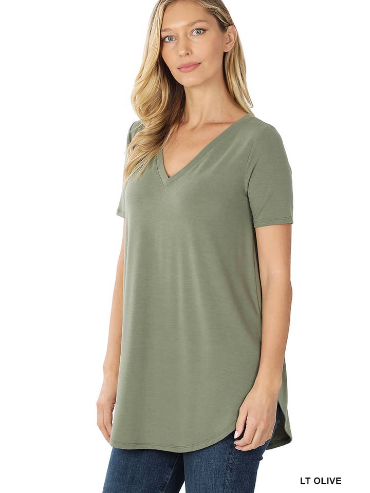 Vanilla Monkey - Wholesale Tunic - Women's - Short Sleeve V-neck Round Hem Top