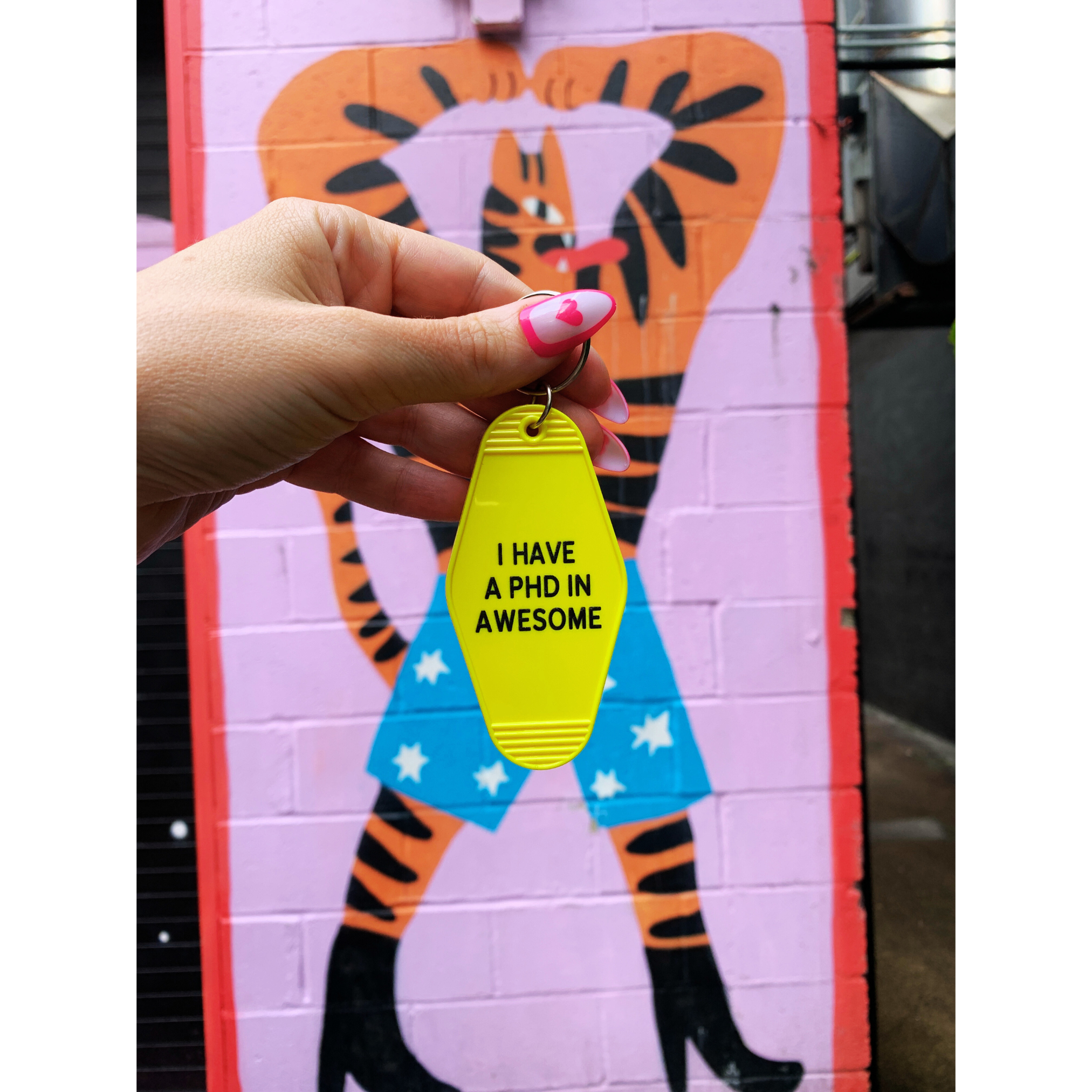 GetBullish - Wholesale Keychain - Women's - I Have a PhD in Awesome Yellow Motel Style Keychain4