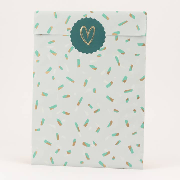Paper Bags Sprinkles, Sage Green / Turquoise for wholesale by liebevoll verpackt