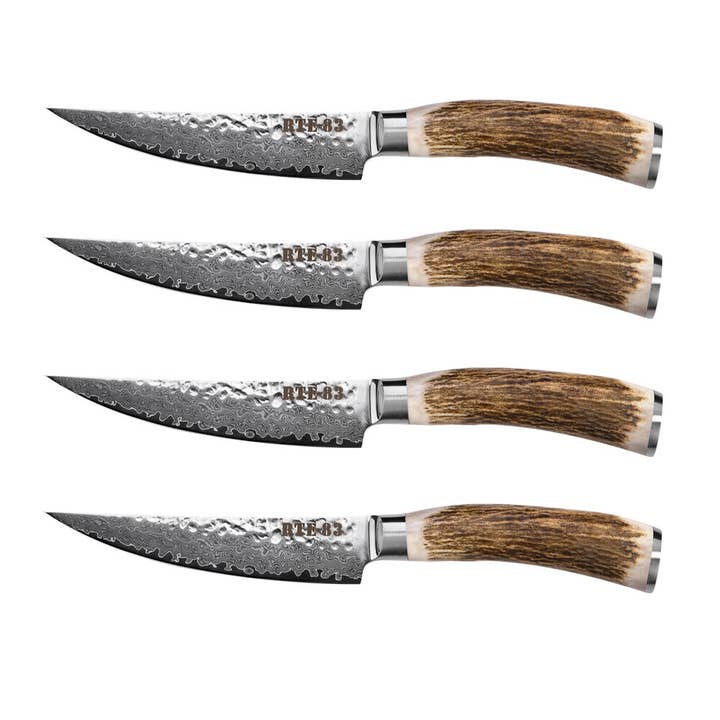 Signature The Bone Steak Knife Set of 4 - Damascus Steel for wholesale by Route83 Knives