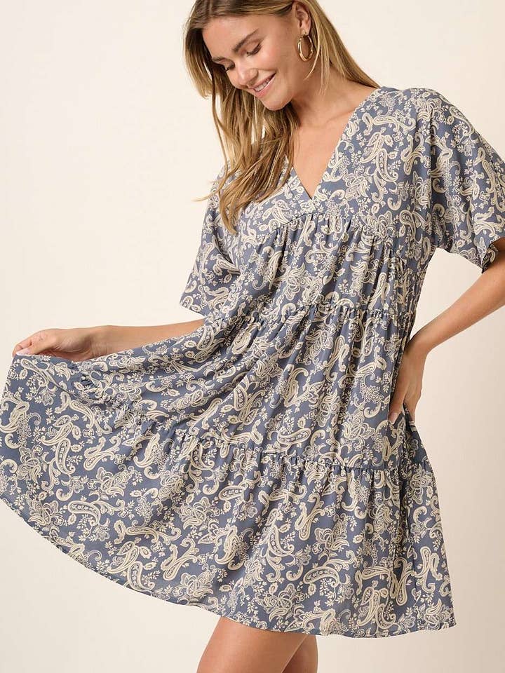 H42476-VESTIDO DE MANGA DOLMAN ESTAMPADO PAISLEY por atacado de mittoshop